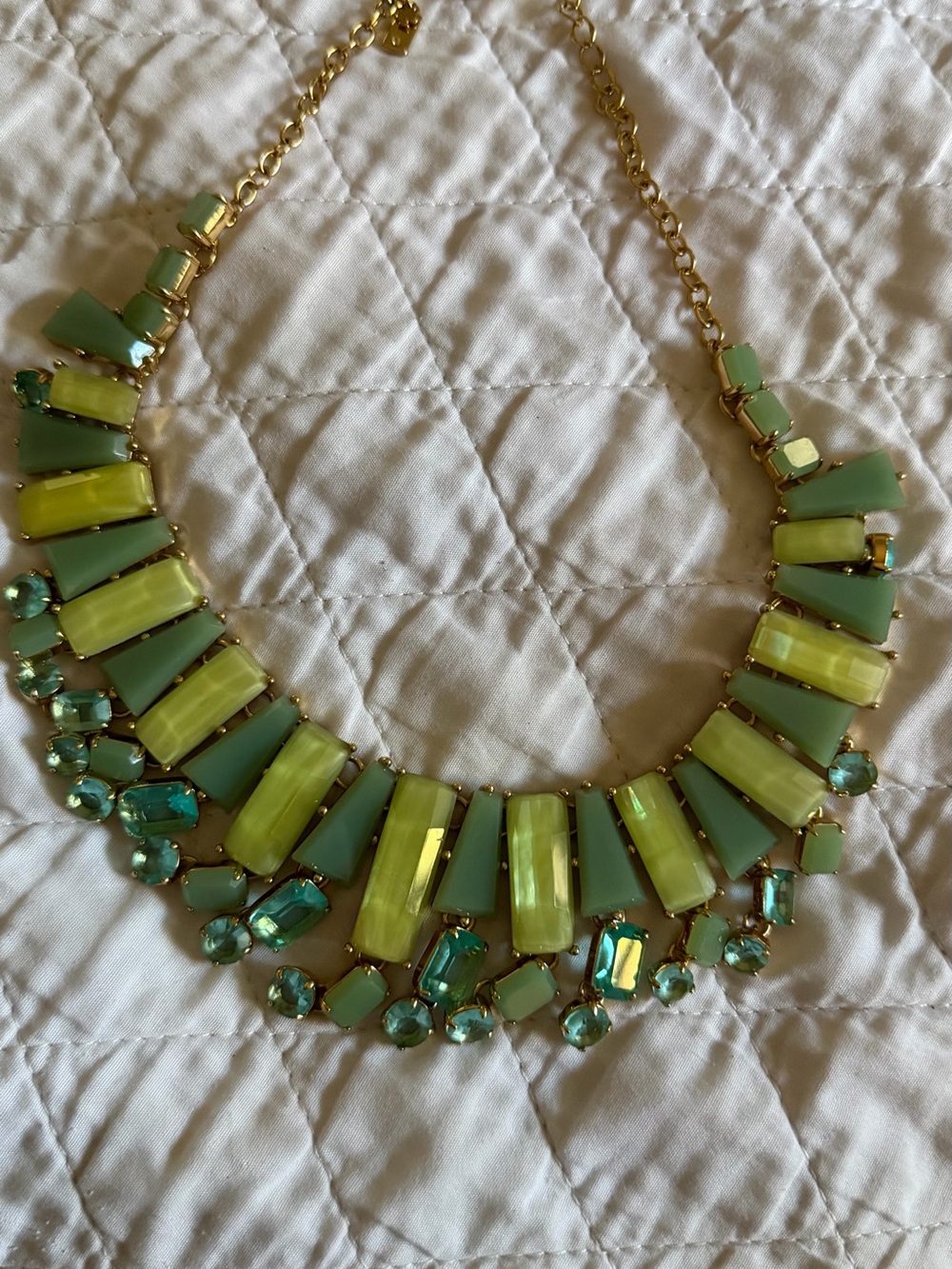 Kate Spade New York Statement Bib Necklace Aqua Green Chartreuse Gold
